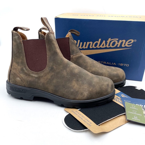 Blundstone 585 Chelsea Boots Rustic Brown Leather Ankle Pull On Sz 12 US Men's - Picture 1 of 11